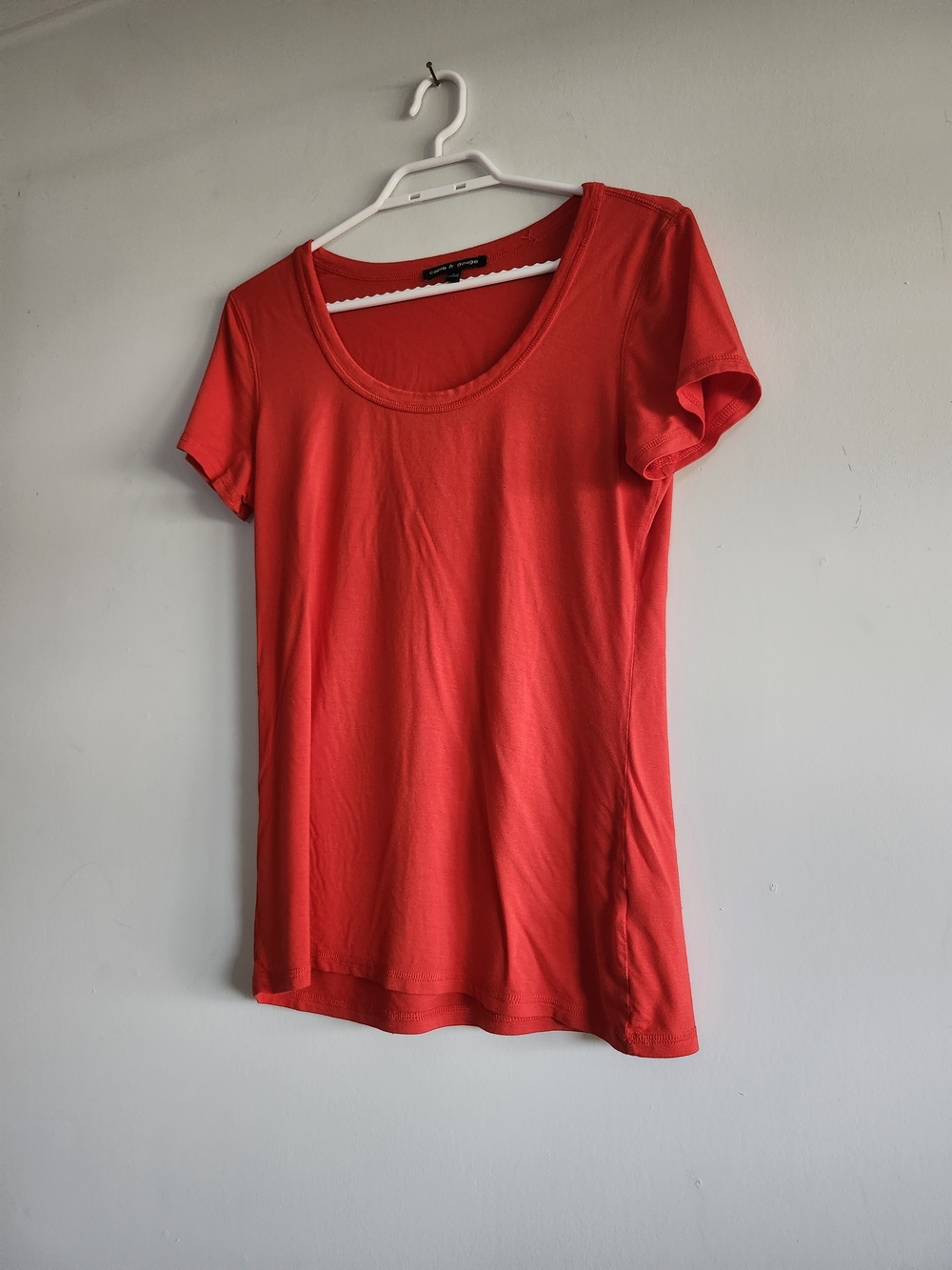 Cable & Gauge Candy Red T-Shirt | Viscose Blend | Scoop Crew Neck